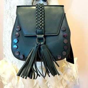 Teal messenger bag side bag brand new with tags with the fringe by Lionel